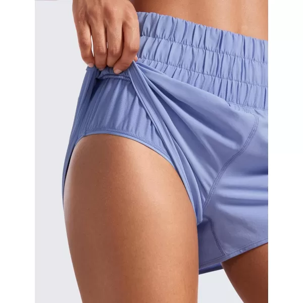 CRZ YOGA High Waisted Dolphin Running Shorts for Womens Mesh Liner Gym Workout Athletic Shorts with Zipper PocketPeriwinkle Purple