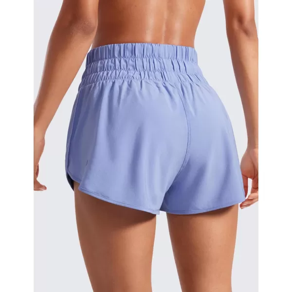 CRZ YOGA High Waisted Dolphin Running Shorts for Womens Mesh Liner Gym Workout Athletic Shorts with Zipper PocketPeriwinkle Purple
