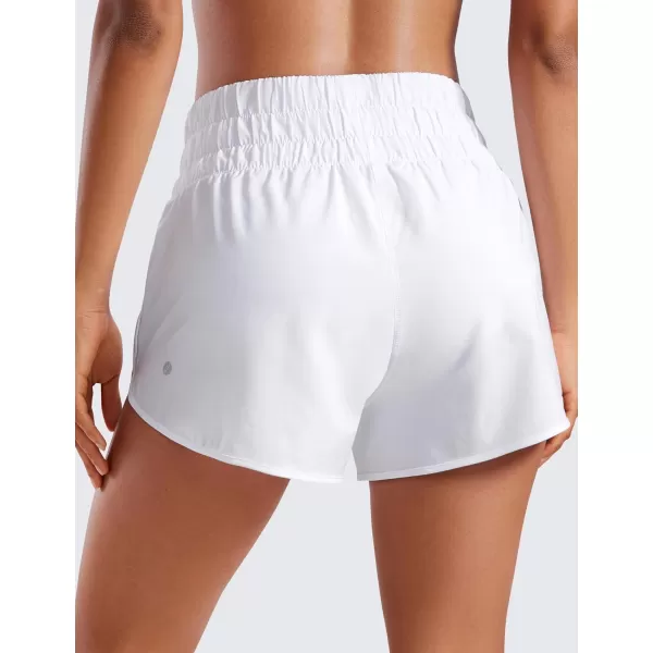 CRZ YOGA High Waisted Dolphin Running Shorts for Womens Mesh Liner Gym Workout Athletic Shorts with Zipper PocketWhite