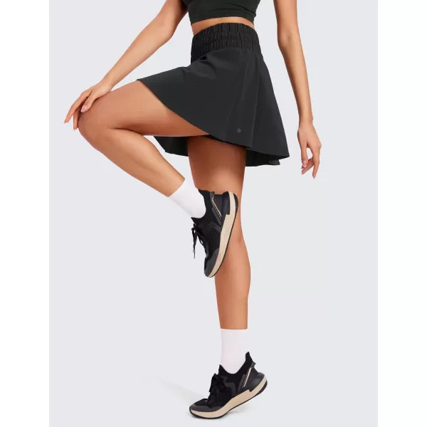 CRZ YOGA High Waisted Flowy Tennis Skirts for Women Pleated Casual Golf Athletic Pickleball Skorts with Shorts PocketsBlack