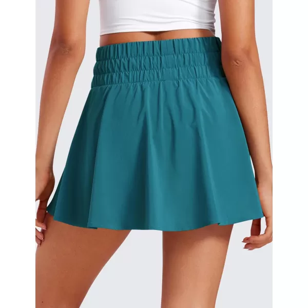 CRZ YOGA High Waisted Flowy Tennis Skirts for Women Pleated Casual Golf Athletic Pickleball Skorts with Shorts PocketsBorealis Green