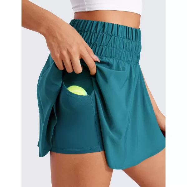 CRZ YOGA High Waisted Flowy Tennis Skirts for Women Pleated Casual Golf Athletic Pickleball Skorts with Shorts PocketsBorealis Green