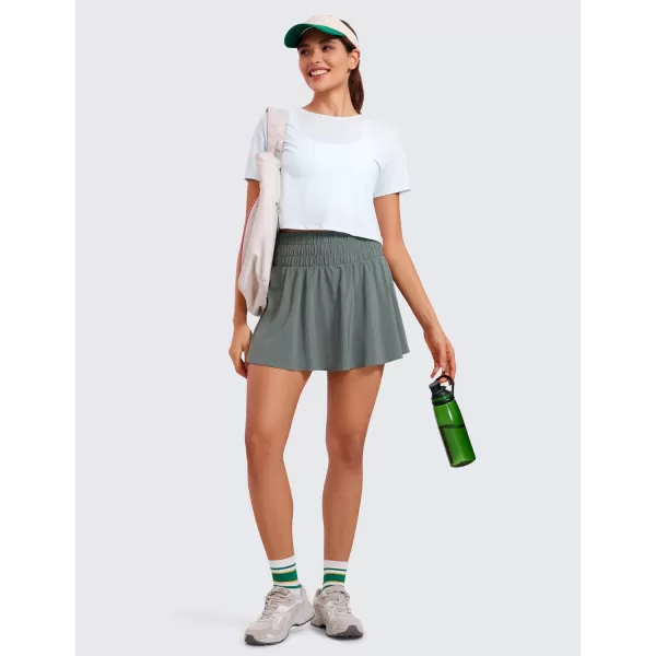CRZ YOGA High Waisted Flowy Tennis Skirts for Women Pleated Casual Golf Athletic Pickleball Skorts with Shorts PocketsGrey Sage