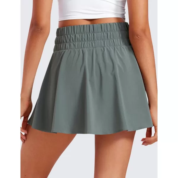 CRZ YOGA High Waisted Flowy Tennis Skirts for Women Pleated Casual Golf Athletic Pickleball Skorts with Shorts PocketsGrey Sage