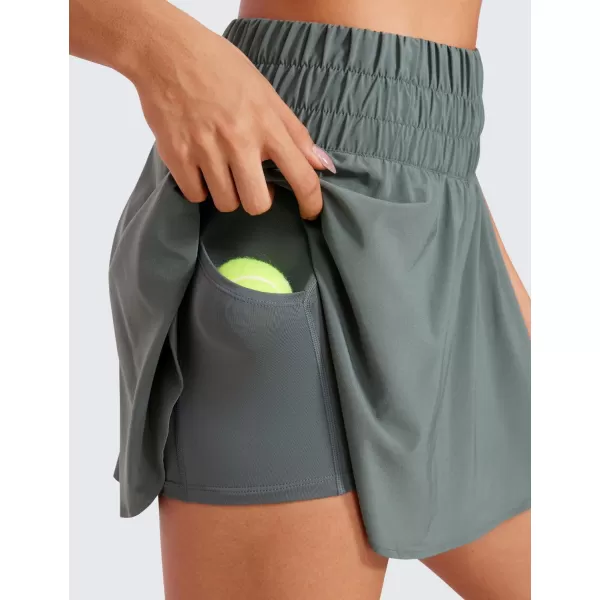 CRZ YOGA High Waisted Flowy Tennis Skirts for Women Pleated Casual Golf Athletic Pickleball Skorts with Shorts PocketsGrey Sage