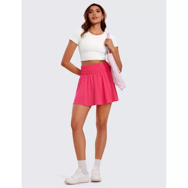 CRZ YOGA High Waisted Flowy Tennis Skirts for Women Pleated Casual Golf Athletic Pickleball Skorts with Shorts PocketsLip Gloss Pink