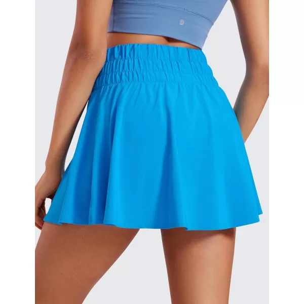 CRZ YOGA High Waisted Flowy Tennis Skirts for Women Pleated Casual Golf Athletic Pickleball Skorts with Shorts PocketsMadagascar Blue