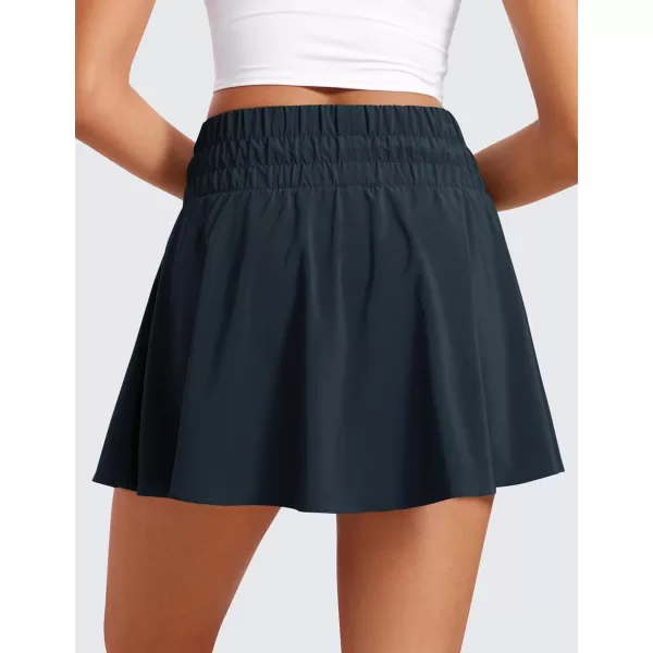 CRZ YOGA High Waisted Flowy Tennis Skirts for Women Pleated Casual Golf Athletic Pickleball Skorts with Shorts PocketsTrue Navy