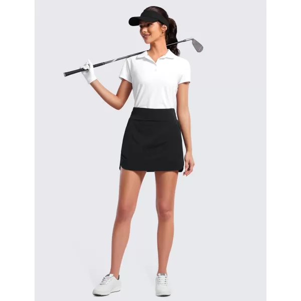 CRZ YOGA High Waisted Golf Skirts for Women A Line Tennis Athletic Casual Skort Skirt with Shorts PocketsBlack