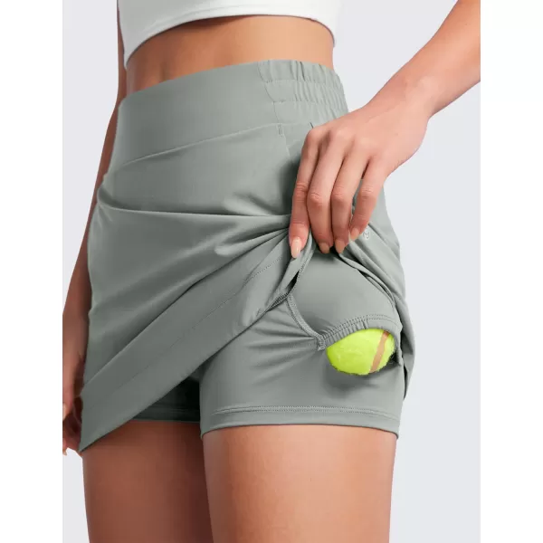 CRZ YOGA High Waisted Golf Skirts for Women A Line Tennis Athletic Casual Skort Skirt with Shorts PocketsSterling