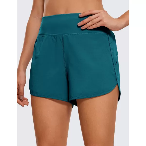 CRZ YOGA High Waisted Running Shorts for Women  254 Liner Gym Athletic Workout Shorts with Pockets Soft LightweightBorealis Green