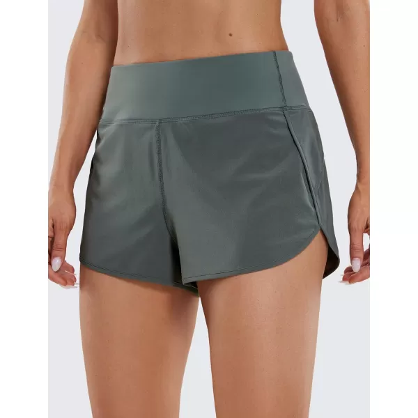 CRZ YOGA High Waisted Running Shorts for Women  254 Liner Gym Athletic Workout Shorts with Pockets Soft LightweightClassic Fit 25  High Waisted Grey Sage