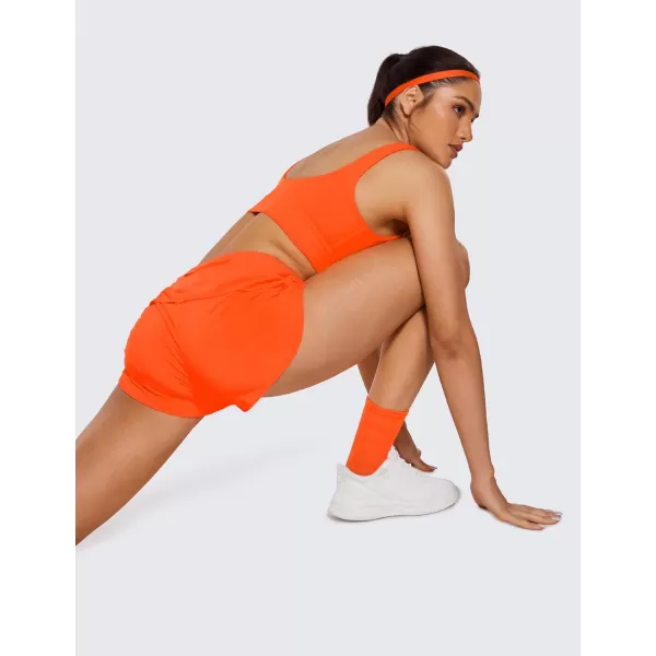 CRZ YOGA High Waisted Running Shorts for Women  254 Liner Gym Athletic Workout Shorts with Pockets Soft LightweightClassic Fit 25  High Waisted Neon Orange