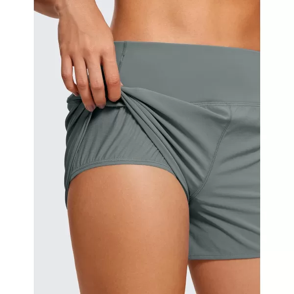 CRZ YOGA High Waisted Running Shorts for Women  254 Liner Gym Athletic Workout Shorts with Pockets Soft LightweightClassic Fit 4  High Waisted Grey Sage