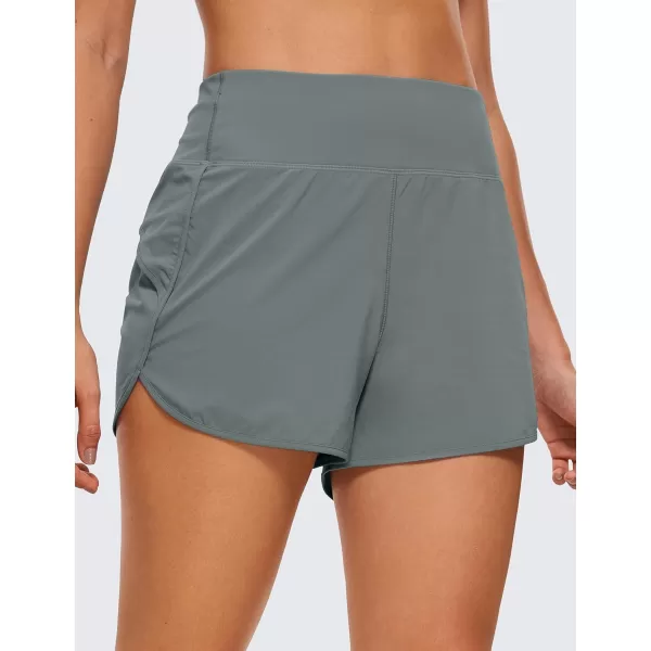 CRZ YOGA High Waisted Running Shorts for Women  254 Liner Gym Athletic Workout Shorts with Pockets Soft LightweightClassic Fit 4  High Waisted Grey Sage