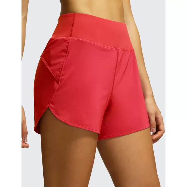 CRZ YOGA High Waisted Running Shorts for Women  254 Liner Gym Athletic Workout Shorts with Pockets Soft LightweightDark Red