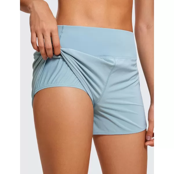 CRZ YOGA High Waisted Running Shorts for Women  254 Liner Gym Athletic Workout Shorts with Pockets Soft LightweightLight Grayish Blue