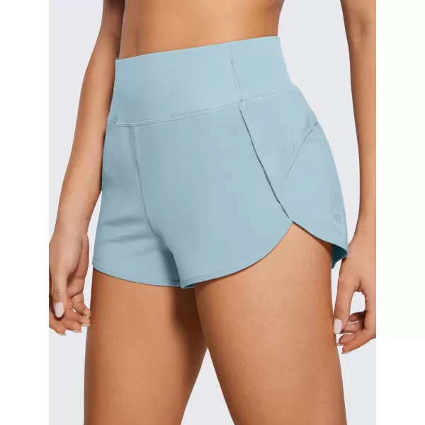 CRZ YOGA High Waisted Running Shorts for Women  254 Liner Gym Athletic Workout Shorts with Pockets Soft LightweightLight Grayish Blue