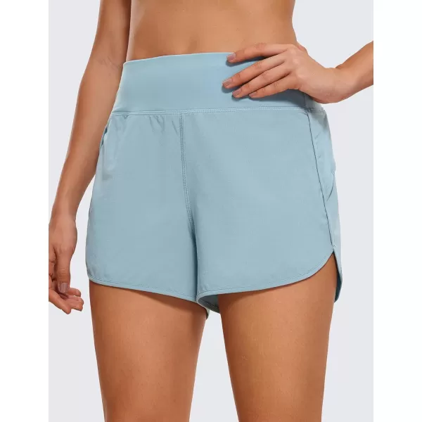 CRZ YOGA High Waisted Running Shorts for Women  254 Liner Gym Athletic Workout Shorts with Pockets Soft LightweightLight Grayish Blue