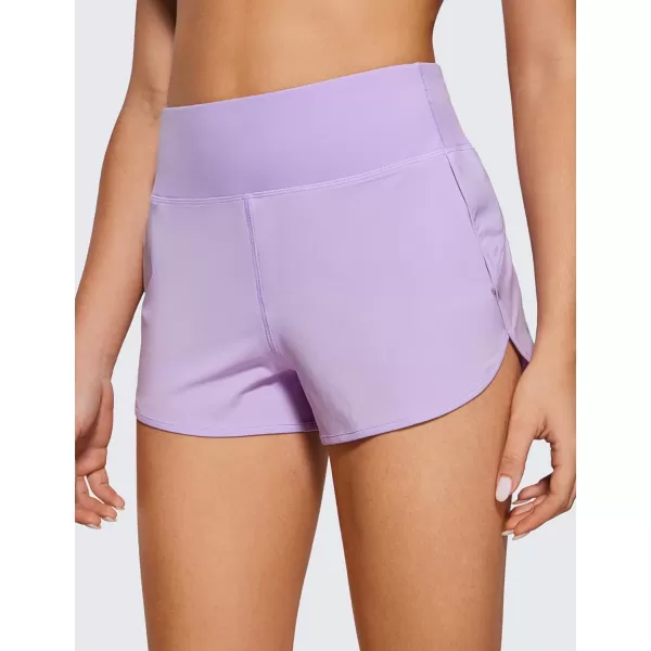 CRZ YOGA High Waisted Running Shorts for Women  254 Liner Gym Athletic Workout Shorts with Pockets Soft LightweightLilac