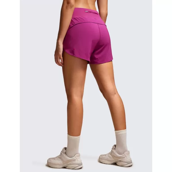 CRZ YOGA High Waisted Running Shorts for Women  254 Liner Gym Athletic Workout Shorts with Pockets Soft LightweightMagenta Purple