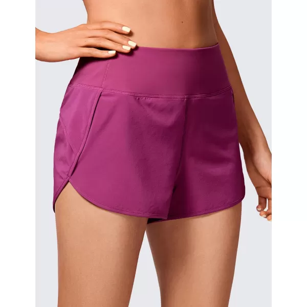 CRZ YOGA High Waisted Running Shorts for Women  254 Liner Gym Athletic Workout Shorts with Pockets Soft LightweightMagenta Purple