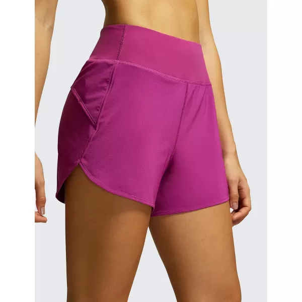 CRZ YOGA High Waisted Running Shorts for Women  254 Liner Gym Athletic Workout Shorts with Pockets Soft LightweightMagenta Purple