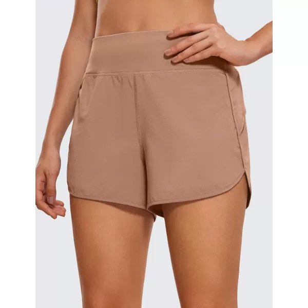 CRZ YOGA High Waisted Running Shorts for Women  254 Liner Gym Athletic Workout Shorts with Pockets Soft LightweightMocha Mousse