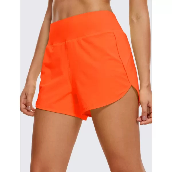 CRZ YOGA High Waisted Running Shorts for Women  254 Liner Gym Athletic Workout Shorts with Pockets Soft LightweightNeon Orange