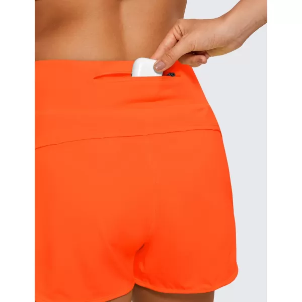 CRZ YOGA High Waisted Running Shorts for Women  254 Liner Gym Athletic Workout Shorts with Pockets Soft LightweightNeon Orange