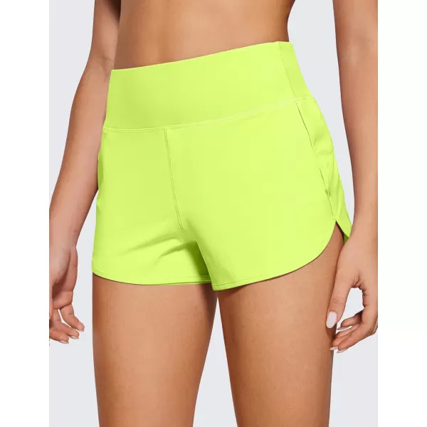 CRZ YOGA High Waisted Running Shorts for Women  254 Liner Gym Athletic Workout Shorts with Pockets Soft LightweightNeon Yellow