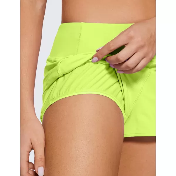 CRZ YOGA High Waisted Running Shorts for Women  254 Liner Gym Athletic Workout Shorts with Pockets Soft LightweightNeon Yellow