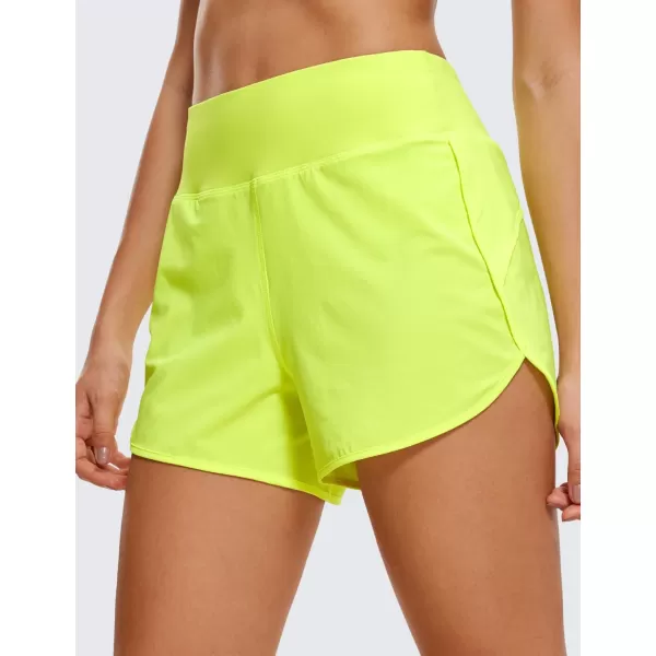 CRZ YOGA High Waisted Running Shorts for Women  254 Liner Gym Athletic Workout Shorts with Pockets Soft LightweightNeon Yellow