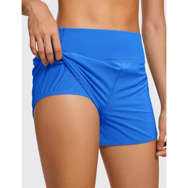 CRZ YOGA High Waisted Running Shorts for Women  254 Liner Gym Athletic Workout Shorts with Pockets Soft LightweightSparkle Blue