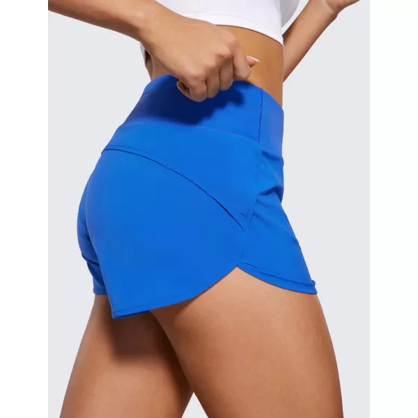 CRZ YOGA High Waisted Running Shorts for Women  254 Liner Gym Athletic Workout Shorts with Pockets Soft LightweightSparkle Blue