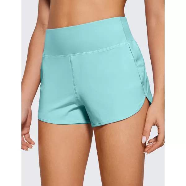 CRZ YOGA High Waisted Running Shorts for Women  254 Liner Gym Athletic Workout Shorts with Pockets Soft LightweightTurquoise