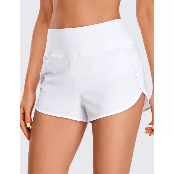 CRZ YOGA High Waisted Running Shorts for Women  254 Liner Gym Athletic Workout Shorts with Pockets Soft LightweightWhite