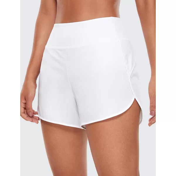 CRZ YOGA High Waisted Running Shorts for Women  254 Liner Gym Athletic Workout Shorts with Pockets Soft LightweightWhite