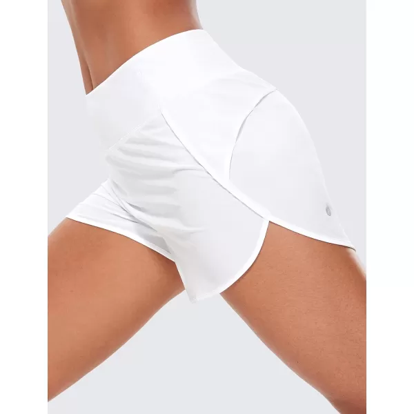 CRZ YOGA High Waisted Running Shorts for Women  254 Liner Gym Athletic Workout Shorts with Pockets Soft LightweightWhite