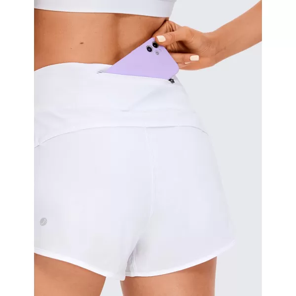 CRZ YOGA High Waisted Running Shorts for Women  254 Liner Gym Athletic Workout Shorts with Pockets Soft LightweightWhite