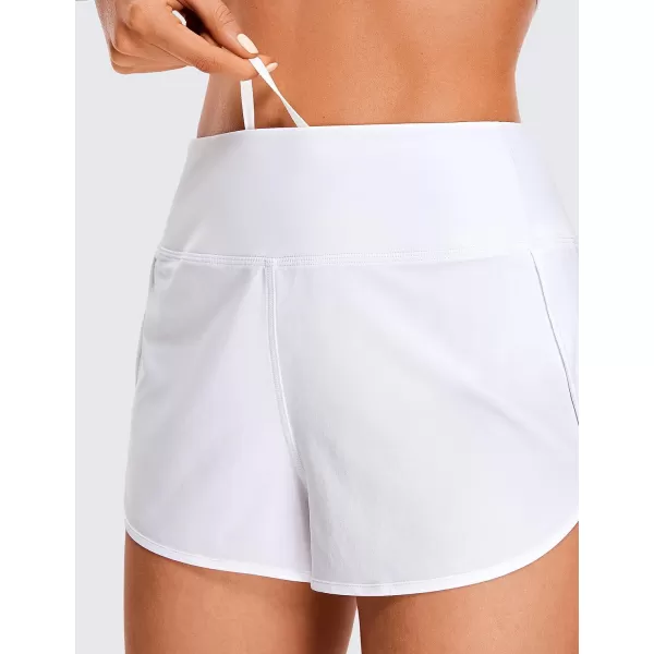 CRZ YOGA High Waisted Running Shorts for Women  254 Liner Gym Athletic Workout Shorts with Pockets Soft LightweightWhite