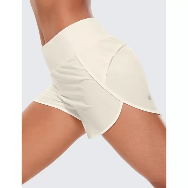 CRZ YOGA High Waisted Running Shorts for Women  254 Liner Gym Athletic Workout Shorts with Pockets Soft LightweightWhite Apricot