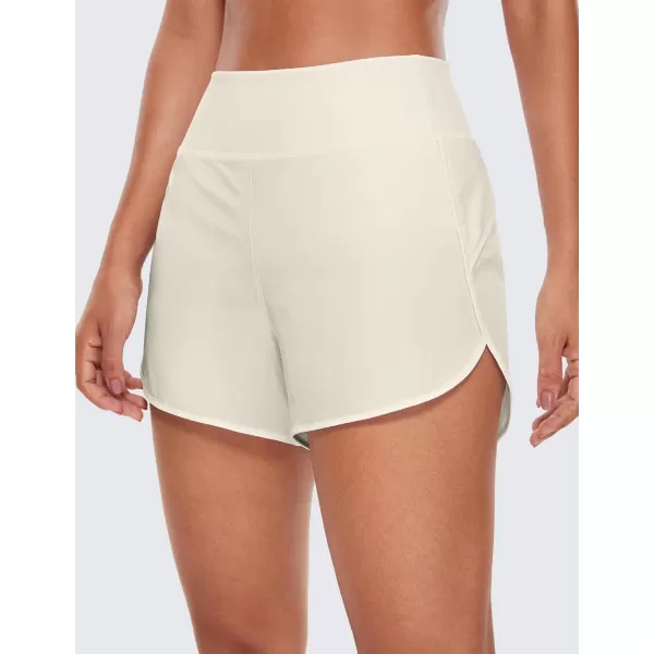 CRZ YOGA High Waisted Running Shorts for Women  254 Liner Gym Athletic Workout Shorts with Pockets Soft LightweightWhite Apricot