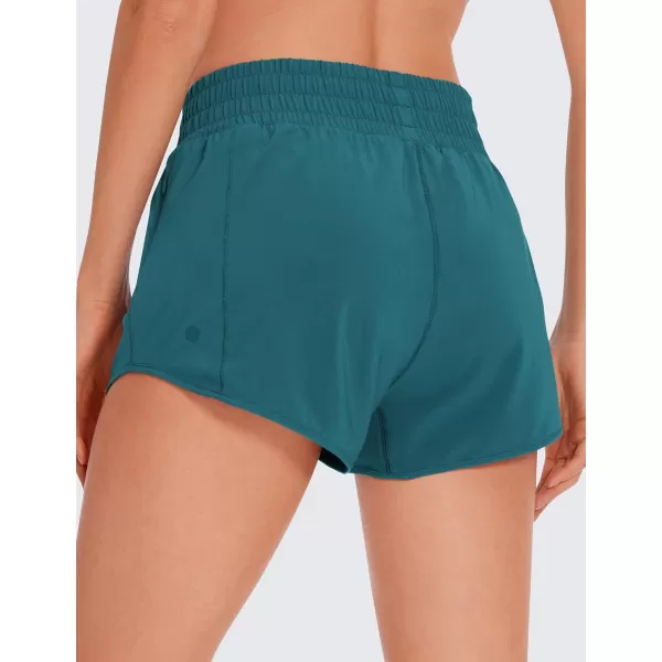 CRZ YOGA High Waisted Running Shorts for Women 25  Mesh Liner Quick Dry Sport Athletic Workout Shorts with Zipper PocketBorealis Green