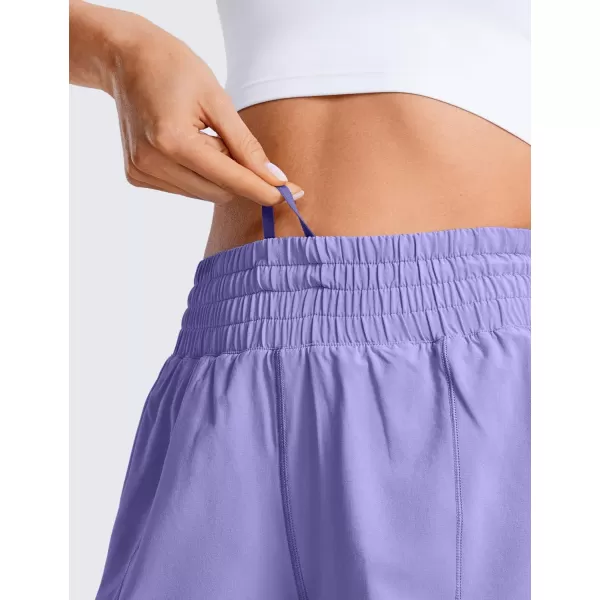 CRZ YOGA High Waisted Running Shorts for Women 25  Mesh Liner Quick Dry Sport Athletic Workout Shorts with Zipper PocketDark Lavender Purple