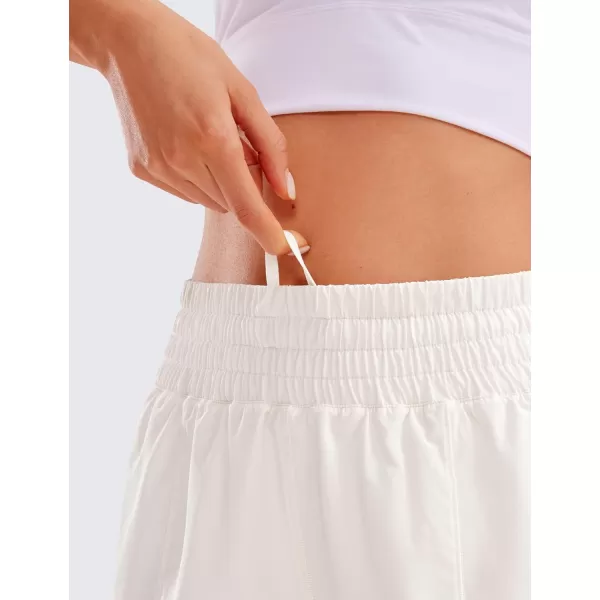 CRZ YOGA High Waisted Running Shorts for Women 25  Mesh Liner Quick Dry Sport Athletic Workout Shorts with Zipper PocketMilky White