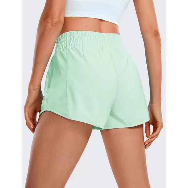 CRZ YOGA High Waisted Running Shorts for Women 25  Mesh Liner Quick Dry Sport Athletic Workout Shorts with Zipper PocketMint Moment