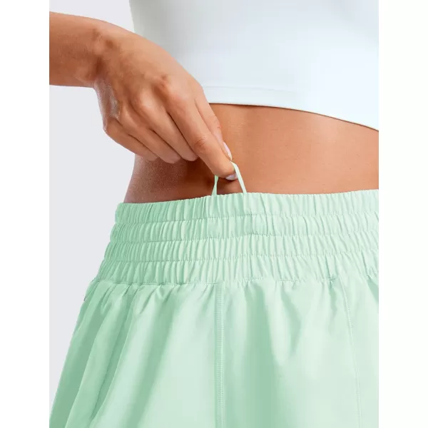 CRZ YOGA High Waisted Running Shorts for Women 25  Mesh Liner Quick Dry Sport Athletic Workout Shorts with Zipper PocketMint Moment