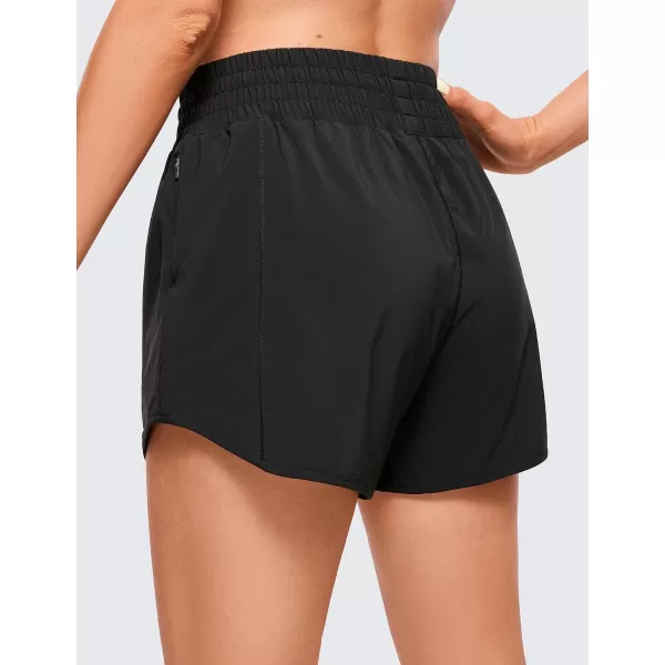 CRZ YOGA High Waisted Workout Shorts for Women  4 Linerless Quick Dry Track Gym Athletic Running Shorts with Zip PocketBlack