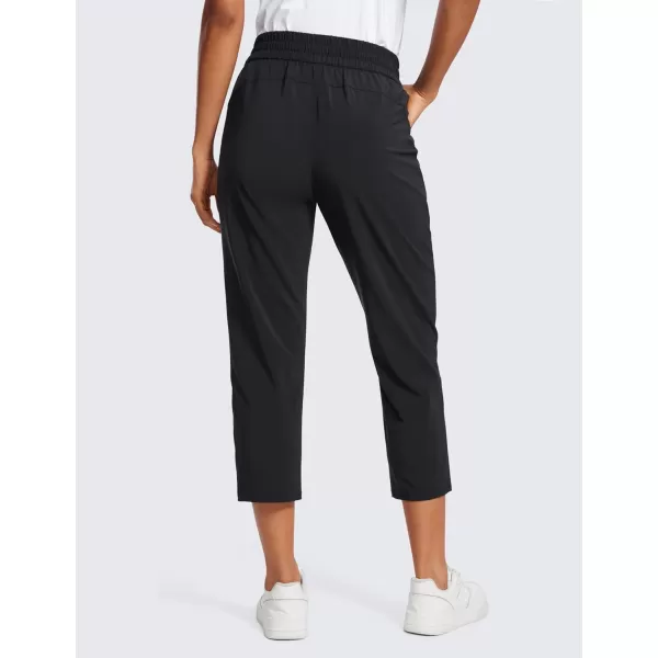 CRZ YOGA Lightweight Capri Pants for Women Cropped Casual Lounge Work Athletic Travel Pants with Pockets Quick Dry SummerBlack